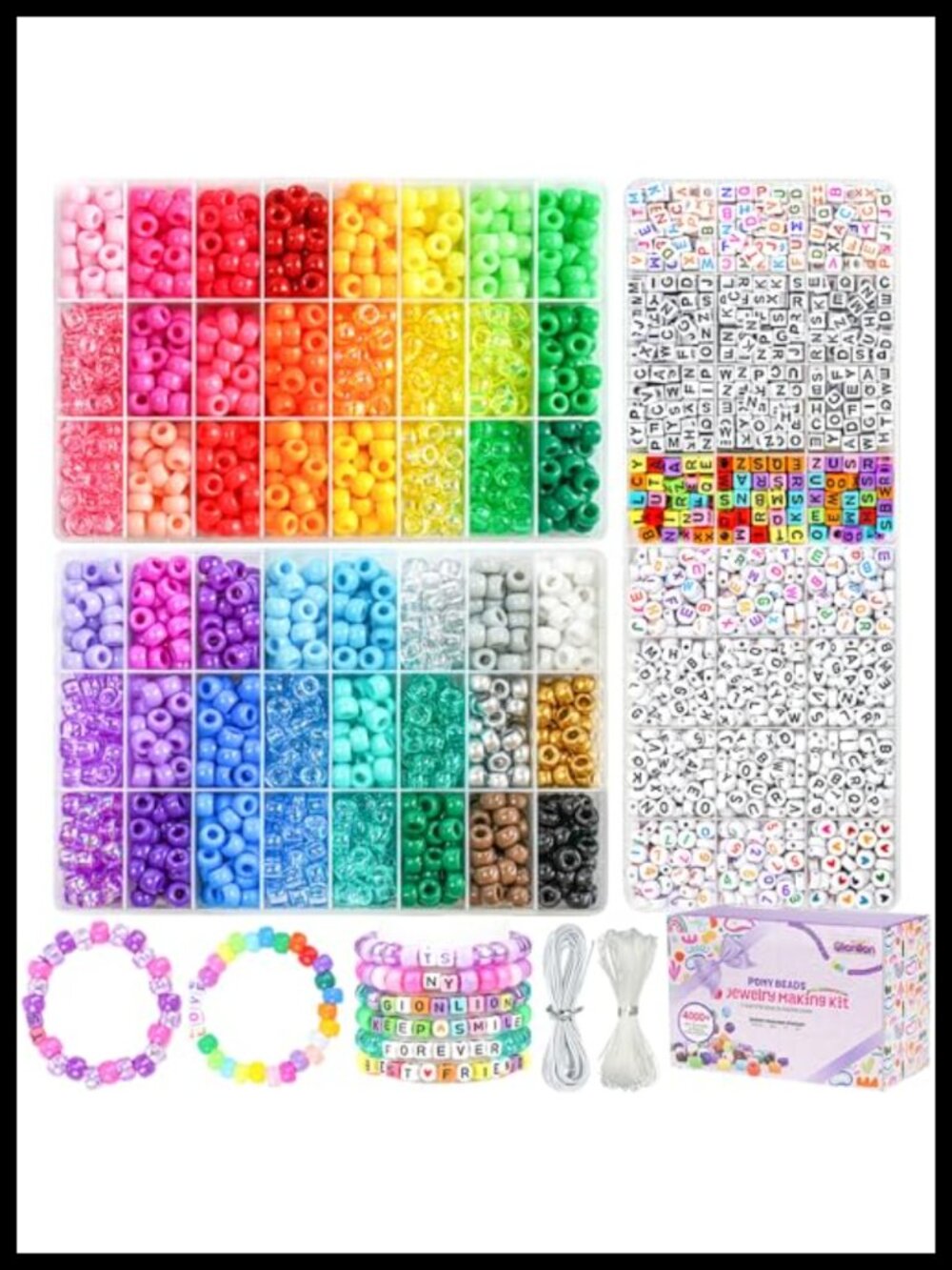 4200PCS Pony Beads Letter Beads Bracelet Making Kit Jewelry Making Supplies